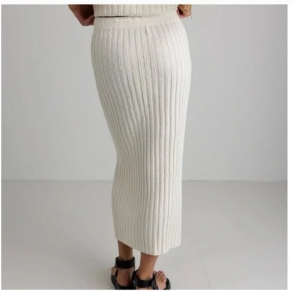 Free People FP Beach Women's Veda Knit Ribbed Midi Skirt Ivory Size XS - Picture 5 of 8